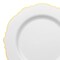 Smarty Had A Party 10.25" White with Gold Rim Round Blossom Disposable Plastic Dinner Plates (120 Plates), 120PK 4840WHG-CASE - alternate 6