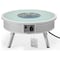 Leisuremod Walbrooke Outdoor Patio Aluminum Round Slats Design Fire Pit Side Table, Lid & Fire Glass, White WWS-29-GL - alternate 8
