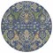 Homeroots 8' Navy Blue Green And Brown Round Floral Washable Indoor Outdoor Area Rug 605291 - alternate 5