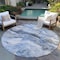 Homeroots 8' Blue And Silver Round Abstract Washable Indoor Outdoor Area Rug 618420 - alternate 4