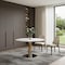 Homeroots 47" White Gold and Silver Ceramic and Stainless Steel Pedestal Base Round Top Dining Table 718896 - alternate 1