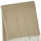 Homeroots 55" X 70" Stone And White Cotton Blend Woven Herringbone Plush Throw Blanket with Fringe 633088 - alternate 3