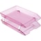 Acrimet Facility 2 Tier Letter Tray Front Load Letter Size Desktop File Organizer Plastic Clear Pink 263.8 - alternate 1