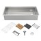 Whitehaus Collection Whitehaus 45 in Undermount Single Bowl 16 Gauge Brushed Stainless Steel Workstation Sink WHSW4519 - alternate 1