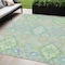 Homeroots 5' X 8' Mint Green Blue And Ivory Oriental Washable Indoor Outdoor Area Rug 597699 - alternate 1