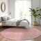 Homeroots 8' Blush Pink And Ivory Round Floral Washable Indoor Outdoor Area Rug 582334 - alternate 3