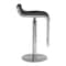 Homeroots Black and Silver Faux Leather and Steel Adjustable Height Swivel Bar Chair 572081 - alternate 6