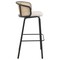 Leisuremod Ervilla Wicker Bar Stool with Fabric Seat and Black Powder Coated Steel Frame, Beige, 2PK EBBL-31BG2 - alternate 5