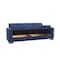 Homeroots 87" Blue Microfiber Convertible Futon Sleeper Sofa And Toss Pillows With Storage 607094 - alternate 4
