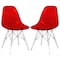 Leisuremod Dover Dining Side Chair with Acrylic Legs, Transparent Red, 2PK EPC19TR2 - alternate 1