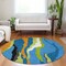 Homeroots 8' Denim Blue Copper And Green Round Abstract Washable Indoor Outdoor Area Rug 600962 - alternate 6