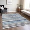 Homeroots 9' X 12' Navy Blue Beige And Ivory Striped Washable Indoor Outdoor Area Rug 598912 - alternate 5