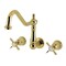 Kingston Brass Two-Handle Wall Mount Kitchen Faucet, Polished Brass KS1282BEX - alternate 1