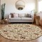 Homeroots 8' Ivory Brown And Red Round Floral Washable Indoor Outdoor Area Rug 603421 - alternate 5