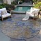 Homeroots 8' Navy Blue And Brown Round Abstract Washable Indoor Outdoor Area Rug 603595 - alternate 4