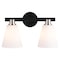 Vaxcel Vermont 2 Light Matte Black and Nickel Bathroom Vanity Fixture White Glass W0405 - alternate 8