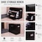Basicwise Shoe Storage Bench with Leather Cushion, Classic Black Wooden Entryway, Fold-Out Shoe Rack QI003384 - alternate 4