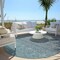 Homeroots 8' Teal Blue Gray And Charcoal Round Ombre Washable Indoor Outdoor Area Rug 588578 - alternate 5