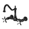 Kingston Brass Two-Handle Wall Mount Bridge Kitchen Faucet, Matte Black KS1240NX - alternate 1
