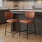 Homeroots Set of Two 26" Brown and Black Faux Leather and Metal Counter Height Bar Chairs, 2PK 716227 - alternate 2