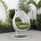 Leisuremod White Wicker Hanging Egg Swing Chair with Dark Green Cushions ESCW-40DG - alternate 6