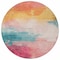 Homeroots 8' Pink Gold And Teal Blue Round Abstract Washable Indoor Outdoor Area Rug 611278 - alternate 4