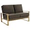 Leisuremod Jefferson Contemporary Velvet Loveseat with Gold Frame, Dark Grey JAG53DGR - alternate 1