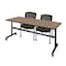 Regency Kobe Flip-Top Training Nesting Table W/ 2 Knight Mesh Chairs, 72 in W, 24 in L, Noble Oak MKFT7224NO56CBK - alternate 1