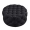 Homeroots 33" Black Linen Tufted Round Cocktail Ottoman 568053 - alternate 4