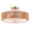 Vaxcel Abbotsford 2-Light Semi-Flush Ceiling Light, Bright Gold, White Linen and Rattan Drum, 16-In. C0375 - alternate 1