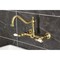 Kingston Brass Two-Handle Wall Mount Bridge Kitchen Faucet, Brushed Brass KS1247PL - alternate 4