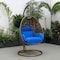Leisuremod Beige Wicker Hanging Egg Swing Chair with Blue Cushions ESCBG-40BU - alternate 7