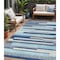Homeroots 5' X 8' Blue Gray And Ivory Striped Washable Indoor Outdoor Area Rug 613261 - alternate 1
