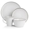 Elama Arthur 16 Piece Stoneware Dinnerware Set in Matte White with Gold Rim ELM-ARTHUR16 - alternate 4