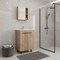 Homeroots 18" Natural Wood Freestanding Bathroom Vanity With White Sink And Medicine Cabinet With Mirror 546367 - alternate 3