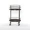 Homeroots Dark Gray Iron And Solid Wood Round Rolling Bar Cart 490202 - alternate 4