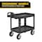Rubbermaid Commercial Utility Cart with Deep Lipped Plastic Shelves, Plastic, 500 lb Load Capacity, 2 Shelves, 26 in W FG452010BLA - alternate 7