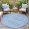 Homeroots 8' Sky Blue And Ivory Round Striped Washable Indoor Outdoor Area Rug 631517 - alternate 3