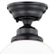Vaxcel VAXCEL Huntley 12-in W Bronze Farmhouse Schoolhouse Semi Flush Mount Ceiling Light White Glass C0178 - alternate 4