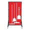 5S Supplies Housekeeping Shadow Board Broom Station V6, Red / White Shadows, Broom Stand, No Text HSB-V6-RED/WHITE-BO-STAND- NO TEXT - alternate 1