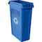Rubbermaid Commercial Recycling Bin, Rectangular, 23 gal Capacity, 11 in W, 22 in D, Recycle Symbol, Plastic, Blue FG354007BLUE - alternate 1