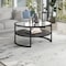 Homeroots 34" Black Glass And Steel Round Coffee Table With Shelf 520953 - alternate 6