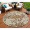 Homeroots 8' Copper Gold And Ivory Round Striped Washable Indoor Outdoor Area Rug 596664 - alternate 1