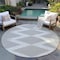 Homeroots 8' Ivory And Black Round Geometric Washable Indoor Outdoor Area Rug 598582 - alternate 2