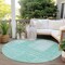 Homeroots 8' Teal Blue Aqua And Ivory Round Striped Washable Indoor Outdoor Area Rug 581679 - alternate 6
