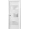 Sartodoors Sliding French Pocket Door 32 x 80 inches with Frosted Glass 3 Lites, Lucia 4070 White Silk, Kit Tr LUCIA4070PD-WS-32 - alternate 1