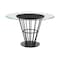 Homeroots 48" Clear And Black Glass And Iron Pedestal Base Round Top Dining Table 569436 - alternate 1