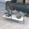 Homeroots 47" Gold Glass And Steel Coffee Table With Shelf 520947 - alternate 4