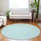 Homeroots 8' Aqua And Beige Round Ogee Washable Indoor Outdoor Area Rug 601610 - alternate 4