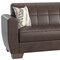 Homeroots 84" Brown Faux Leather Convertible Futon Sleeper Sofa And Toss Pillows With Storage 607116 - alternate 7